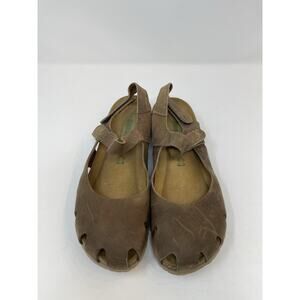 BioNatura Mary Jane Clogs Sandals Size 8 / 39 Brown Leather Cork Slingback Boho